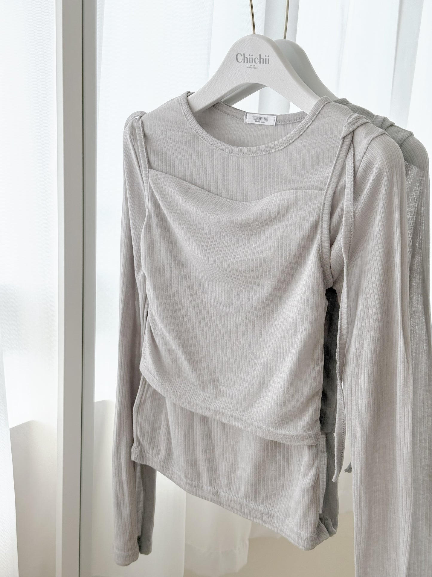 直紋上衣連背心set