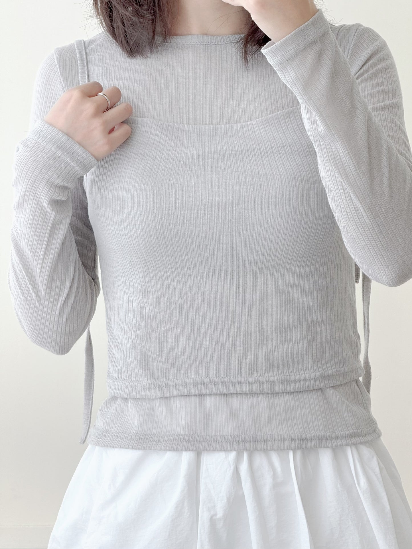 直紋上衣連背心set