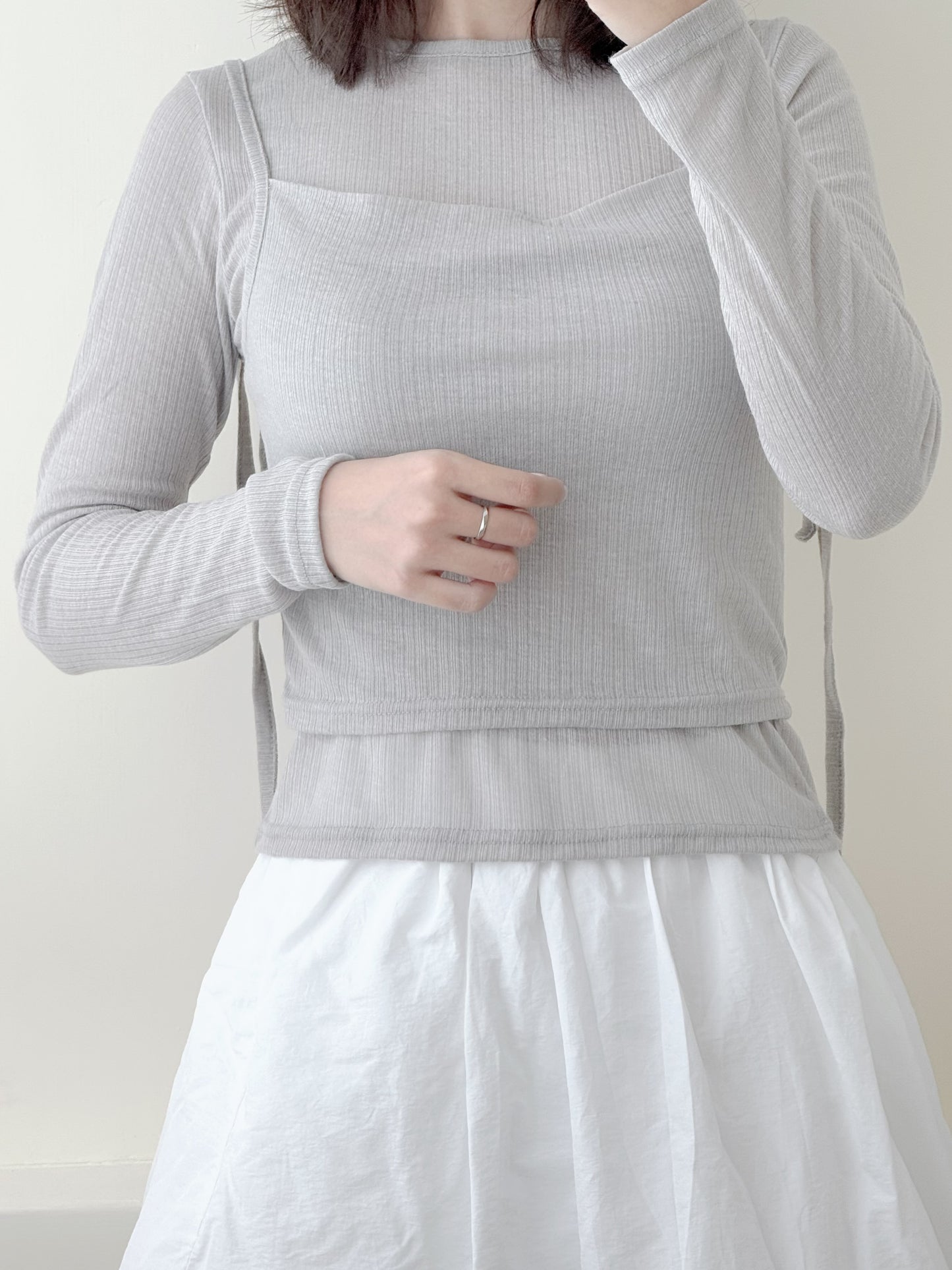 直紋上衣連背心set